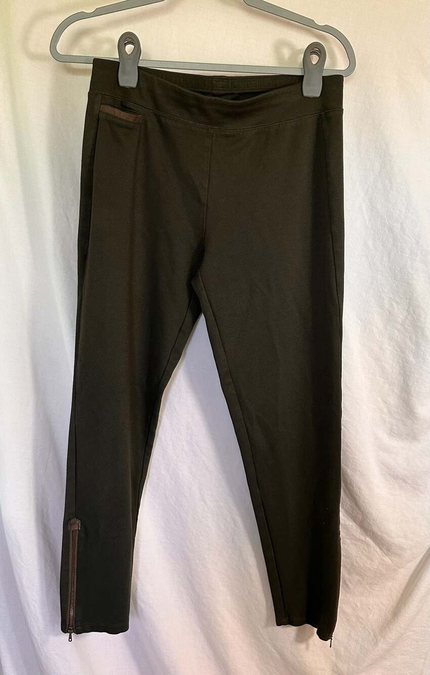 Soft Surroundings Petite Small Olive Green Zipper Ankle Leggings